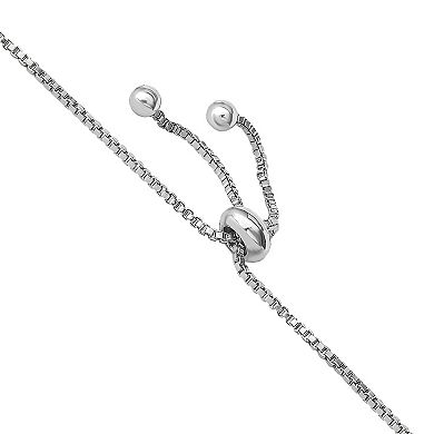 Sanrio Hello Kitty Silver Plated Cubic Zirconia Lariat Station Bracelet