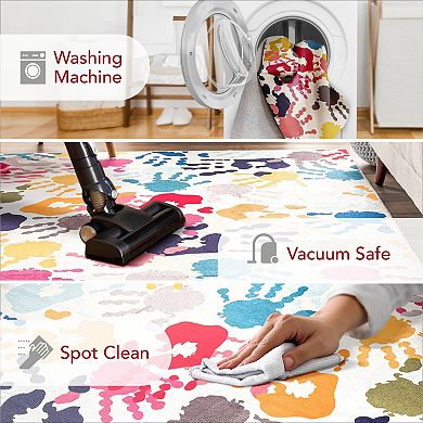 nuLOOM Pinkie Machine Washable Handprint Kids Area Rug