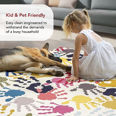 nuLOOM Pinkie Machine Washable Handprint Kids Area Rug
