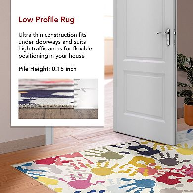 nuLOOM Pinkie Machine Washable Handprint Kids Area Rug
