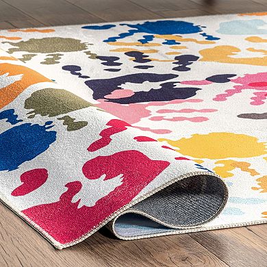 nuLOOM Pinkie Machine Washable Handprint Kids Area Rug