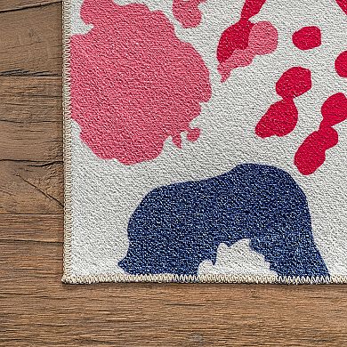 nuLOOM Pinkie Machine Washable Handprint Kids Area Rug