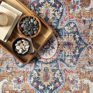nuLOOM Emi Traditional Spill Proof Machine Washable Area Rug