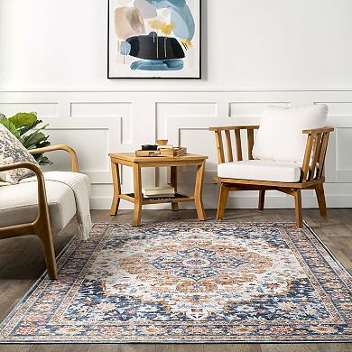 nuLOOM Emi Traditional Spill Proof Machine Washable Area Rug