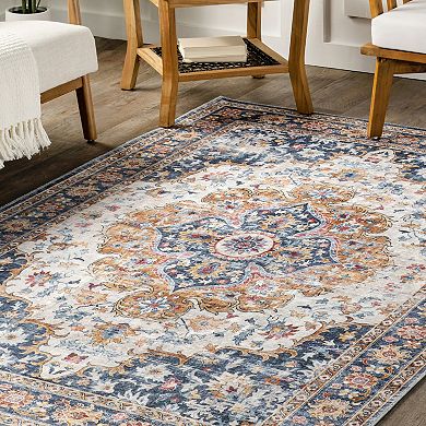 nuLOOM Emi Traditional Spill Proof Machine Washable Area Rug