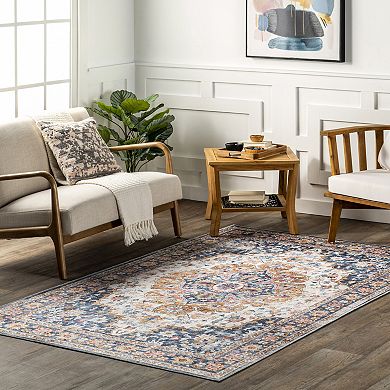 nuLOOM Emi Traditional Spill Proof Machine Washable Area Rug