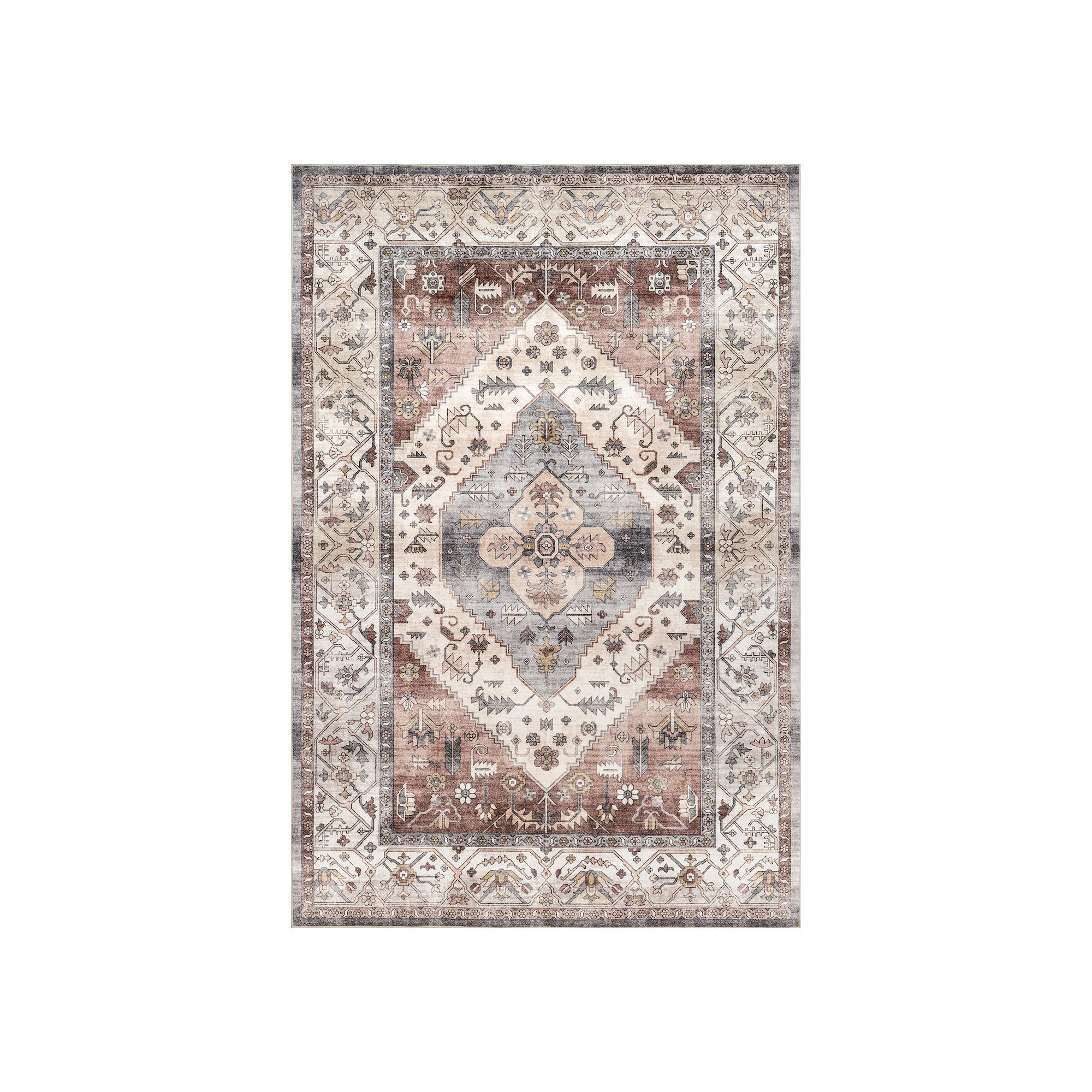 nuLOOM Jenise Traditional Medallion Machine Washable Area Rug, Beige