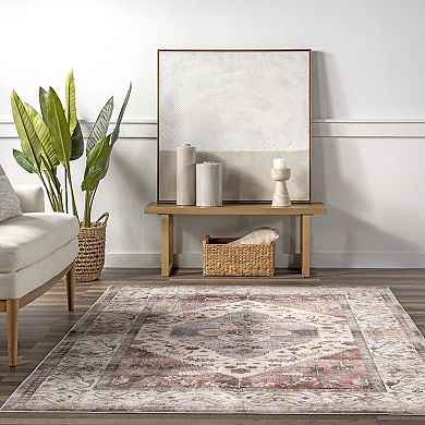 nuLOOM Jenise Traditional Medallion Machine Washable Area Rug