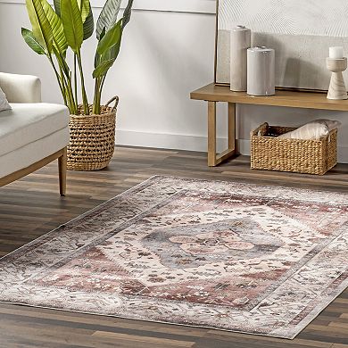 nuLOOM Jenise Traditional Medallion Machine Washable Area Rug