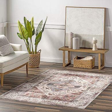 nuLOOM Jenise Traditional Medallion Machine Washable Area Rug