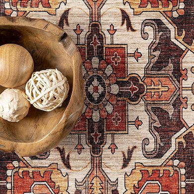 nuLOOM Hera Medallion Spill Proof Machine Washable Area Rug