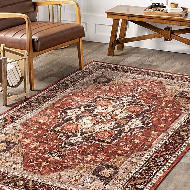nuLOOM Hera Medallion Spill Proof Machine Washable Area Rug