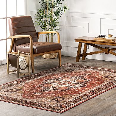 nuLOOM Hera Medallion Spill Proof Machine Washable Area Rug