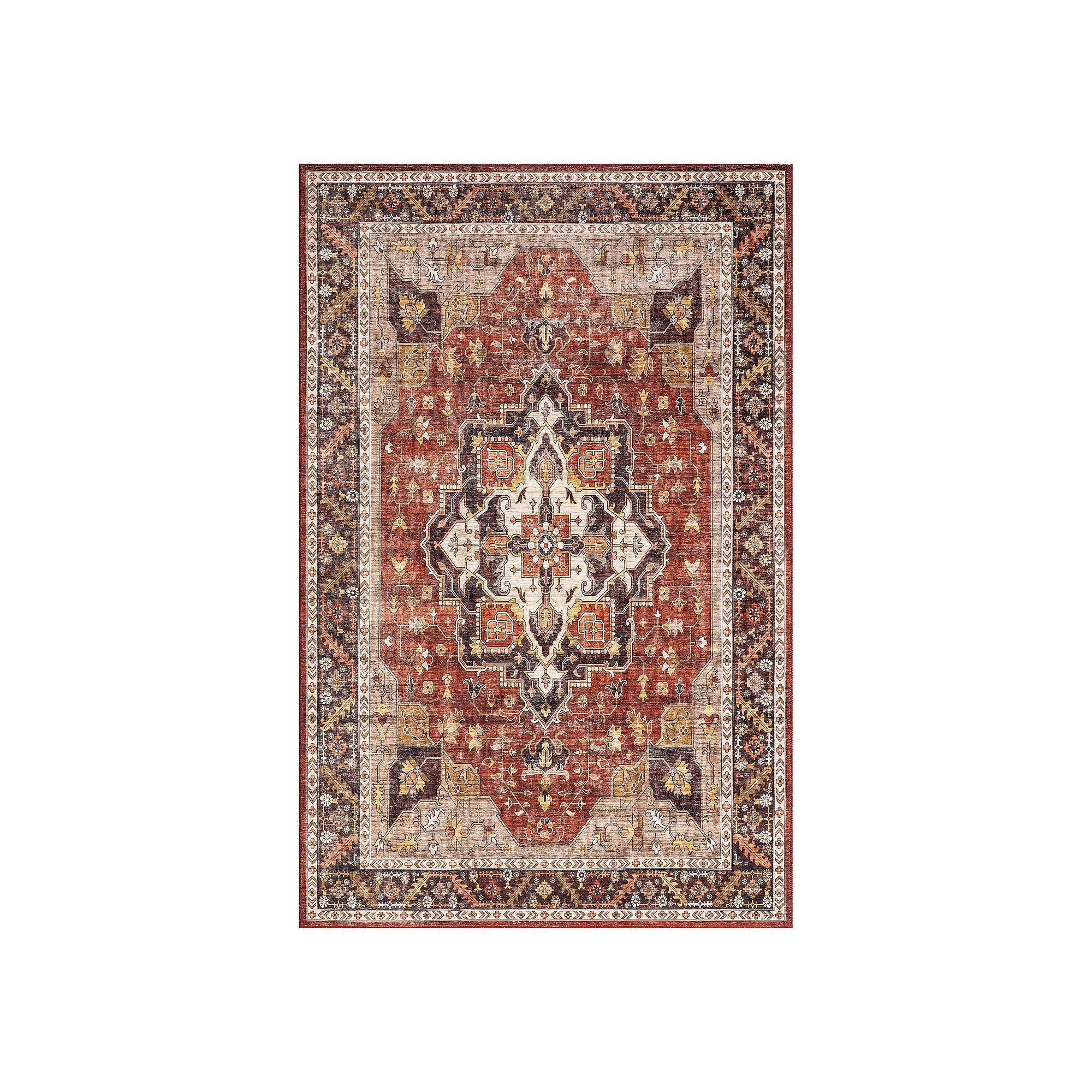 nuLOOM Hera Medallion Spill Proof Machine Washable Area Rug, Red
