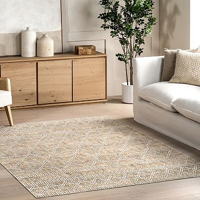 nuLOOM Una Lattice Spill Proof Machine Washable Area Rug