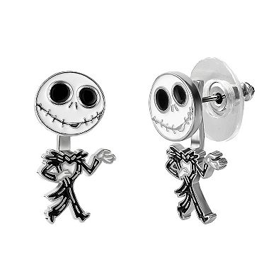 Disney's The Nightmare Before Christmas Jack Skellington Silver Plated Front Back Earrings