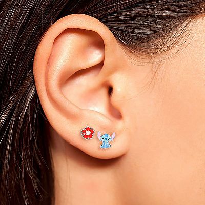 Disney's Lilo Stitch Silver Plated Stud Earring Set