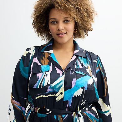 Plus Size Nine West Midi Shirt Dress