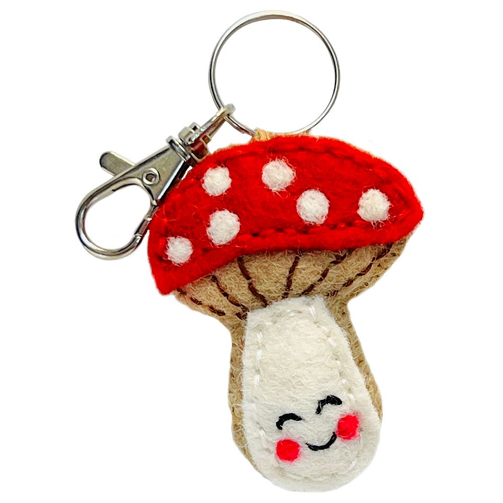 Streamline Felt Redcap Mushroom Keychain