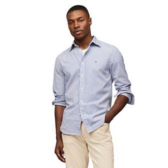 Men's Tommy Hilfiger Flex Poplin Stripe Long Sleeve Shirt
