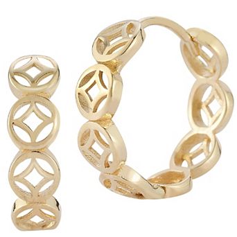 LUMINOR GOLD 14k Gold Open Work Huggie Hoop Earrings