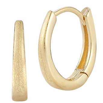 LUMINOR GOLD 14k Gold Satin Finish Oval Huggie Hoop Earrings