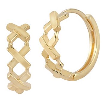 LUMINOR GOLD 14k Gold X Huggie Hoop Earrings