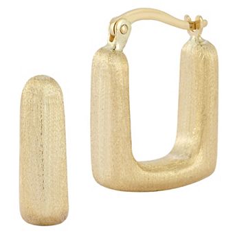 LUMINOR GOLD 14k Gold Bold Satin Square Hoop Earrings