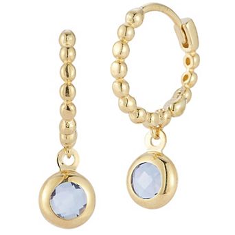 LUMINOR GOLD 14k Gold Gemstone Beaded Huggie Hoop Earrings