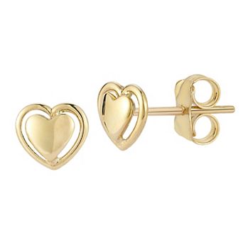 LUMINOR GOLD 14k Gold Heart Stud Earrings