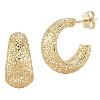 LUMINOR GOLD 14k Gold Bold Mesh Hoop Earrings