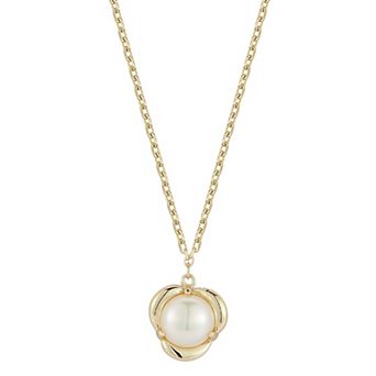 LUMINOR GOLD 14k Gold Freshwater Cultured Pearl Floral Pendant Necklace