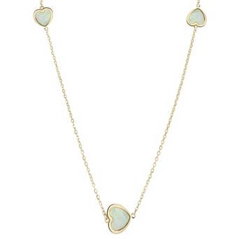 LUMINOR GOLD 14k Gold Gemstone 3-Heart Station Necklace