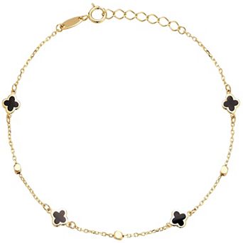 LUMINOR GOLD 14k Gold Enamel Clover Station Bracelet