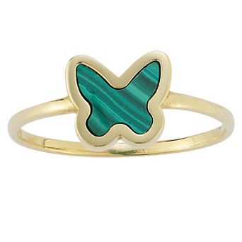 LUMINOR GOLD 14k Gold Malachite Butterfly Ring