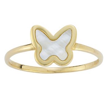 LUMINOR GOLD 14k Gold Mother of Pearl Butterfly Ring