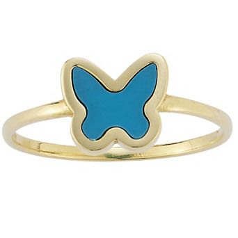 LUMINOR GOLD 14k Gold Turquoise Butterfly Ring