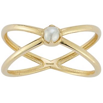 LUMINOR GOLD 14k Gold Freshwater Cultured Pearl Criss Cross Ring