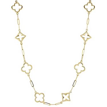 LUMINOR GOLD 14k Gold Clover Station Necklace