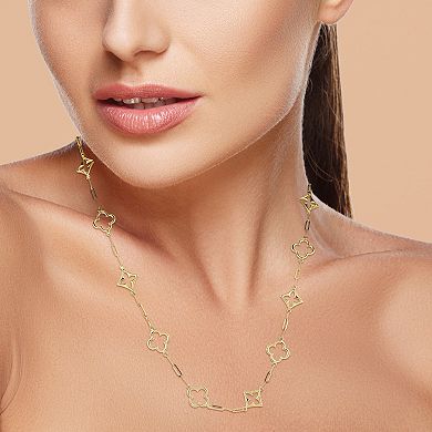LUMINOR GOLD 14k Gold Clover Station Necklace