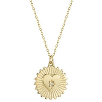 LUMINOR GOLD 14k Gold Heart Medallion Diamond Accent Necklace