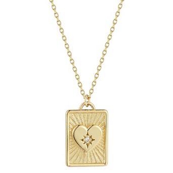 LUMINOR GOLD 14k Gold Diamond Accent Heart Tag Necklace