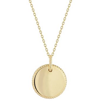 LUMINOR GOLD 14k Gold Circle Twist Border Pendant Necklace
