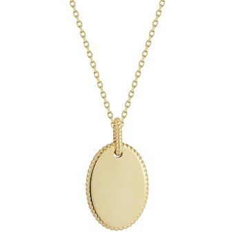 LUMINOR GOLD 14k Gold Oval Twist Border Pendant Necklace