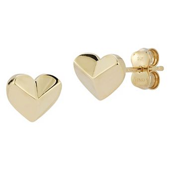 LUMINOR GOLD 14k Gold Geometric Heart Stud Earrings