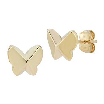 LUMINOR GOLD 14k Gold Geometric Butterfly Stud Earrings
