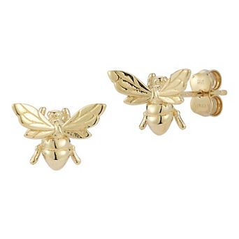LUMINOR GOLD 14k Gold Bee Stud Earrings