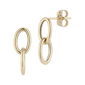 LUMINOR GOLD 14k Gold Dainty Duo Link Drop Earrings