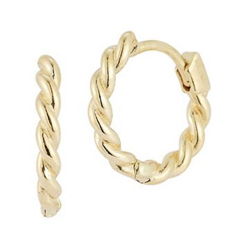 LUMINOR GOLD 14k Gold Twist Huggie Hoop Earrings