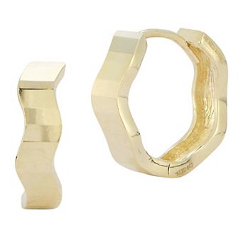 LUMINOR GOLD 14k Gold Wavy Huggie Earrings